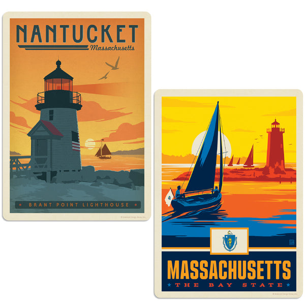Nantucket Massachusetts Brant Point Light Sticker Set of 2
