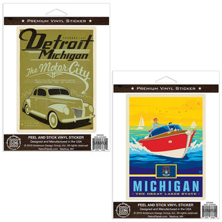 Detroit Michigan Motor City Sticker Set of 2