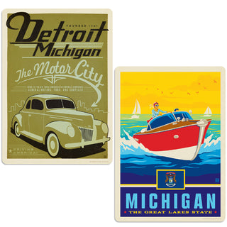 Detroit Michigan Motor City Sticker Set of 2