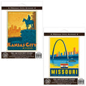 Kansas City Missouri Scout Statue Sticker Set of 2