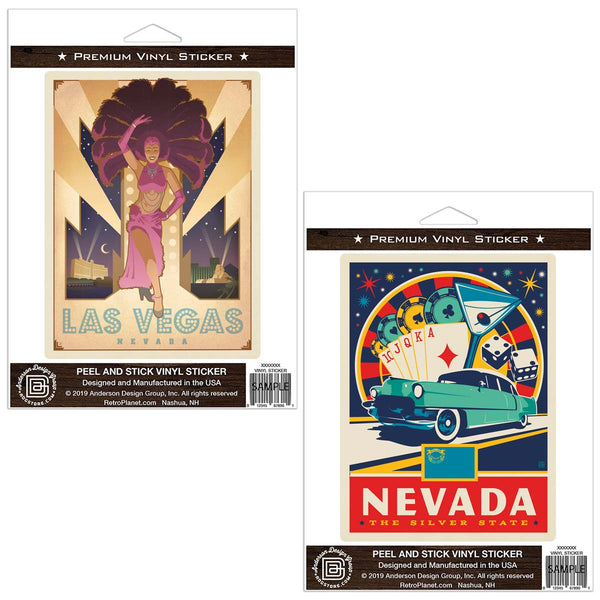 Las Vegas Nevada Silver State Showgirl Sticker Set of 2