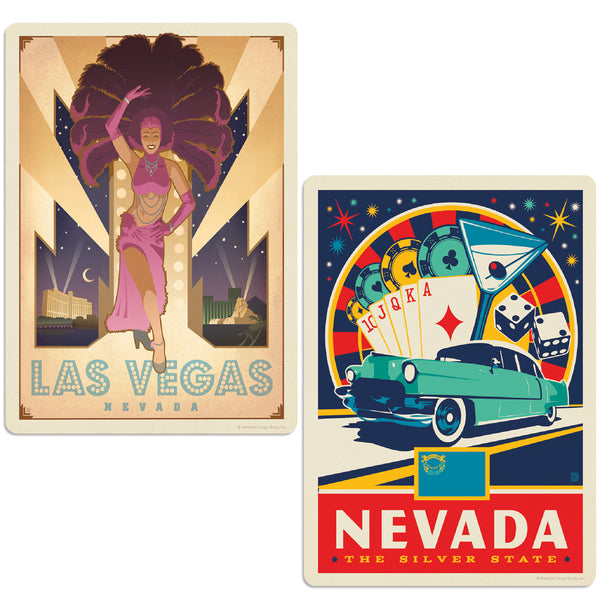 Las Vegas Nevada Silver State Showgirl Sticker Set of 2