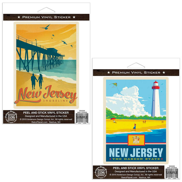 New Jersey Shoreline Sticker Set Of 2