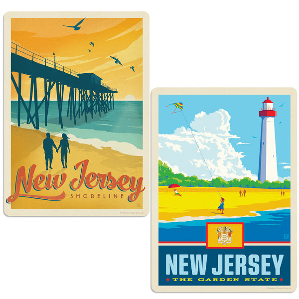 New Jersey Shoreline Sticker Set Of 2