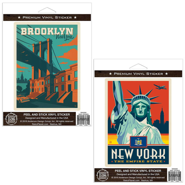 New York City Brooklyn Bridge Sticker Set of 2