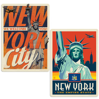 New York City Welcome Statue of Liberty Sticker Set of 2