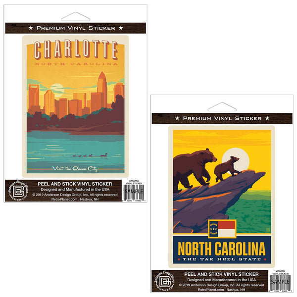 Charlotte North Carolina Queen City Sticker Set of 2