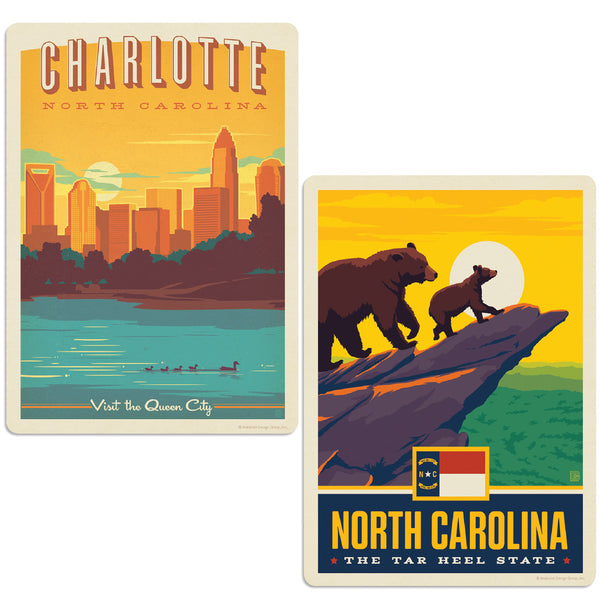 Charlotte North Carolina Queen City Sticker Set of 2