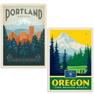 Portland Oregon City of Roses Sticker Set of 2