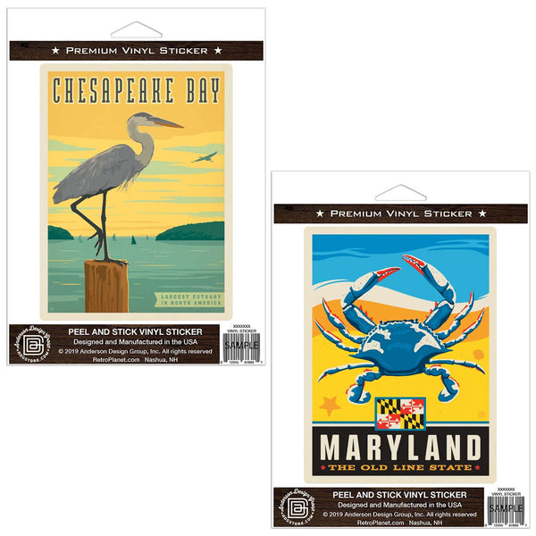 Chesapeake Bay Maryland Old Line State Sticker Set of 2
