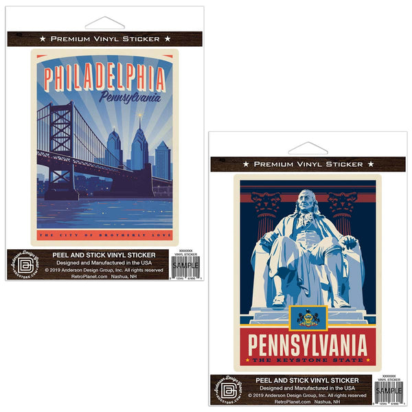 Philadelphia Pennsylvania Ben Franklin Sticker Set of 2