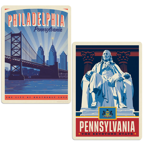 Philadelphia Pennsylvania Ben Franklin Sticker Set of 2