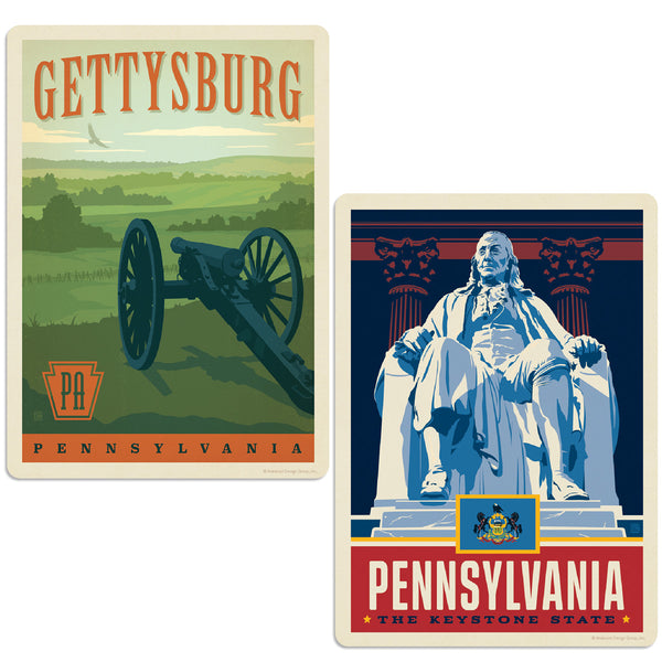 Gettysburg Pennsylvania Cannon Sticker Set of 2