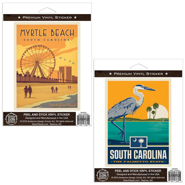 Myrtle Beach South Carolina Grand Strand Sticker Set of 2