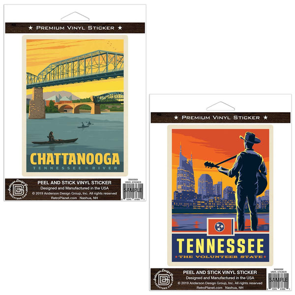 Chattanooga Tennessee River Sticker Set of 2