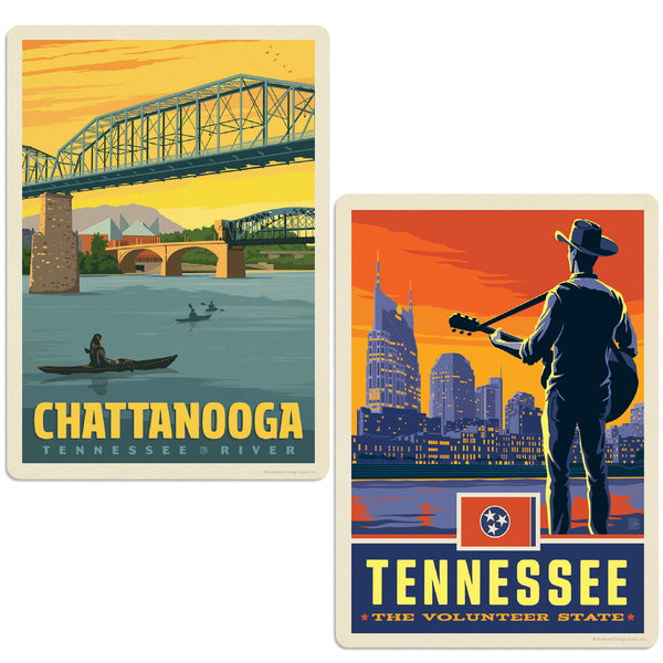 Chattanooga Tennessee River Sticker Set of 2