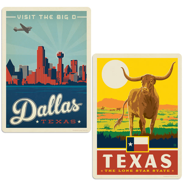 Dallas Texas Big D Sticker Set of 2