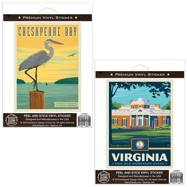 Chesapeake Bay Virginia Sticker Set of 2