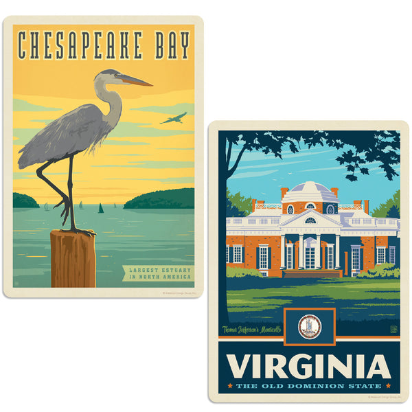 Chesapeake Bay Virginia Sticker Set of 2