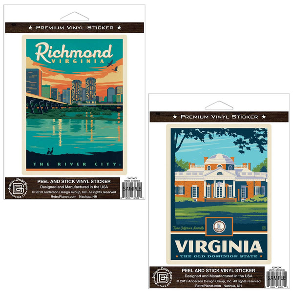 Richmond Virginia River City Sticker Set of 2