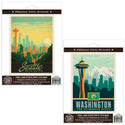 Seattle Washington Evergreen State Sticker Set of 2