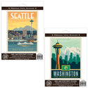 Seattle Washington Waterfront Sticker Set of 2