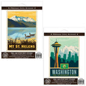 Seattle Washington Mount St. Helens Sticker Set of 2