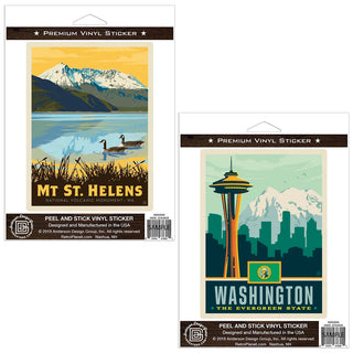 Seattle Washington Mount St. Helens Sticker Set of 2