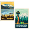 Seattle Washington Mount St. Helens Sticker Set of 2