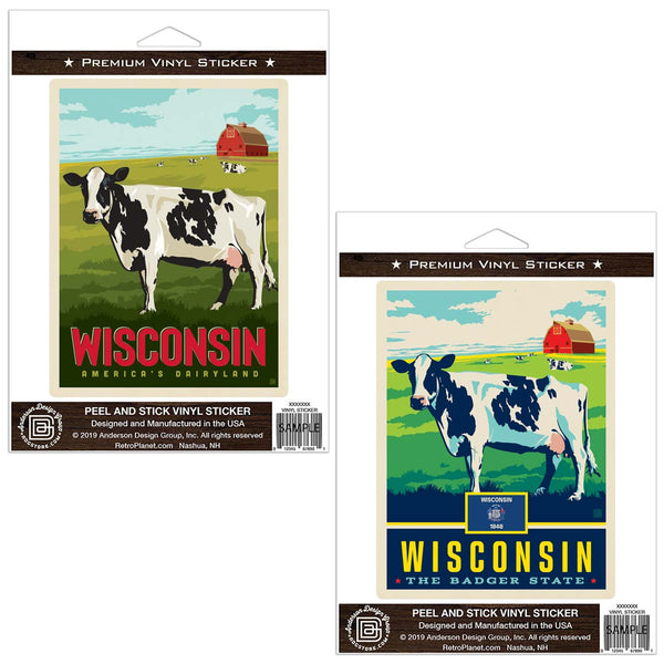 Wisconsin Dairyland Cows Sticker Set of 2