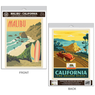 Malibu California Surfboards Vinyl Decal Set of 2