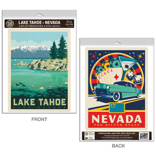 Lake Tahoe Nevada Silver State Vinyl Decal Set of 2