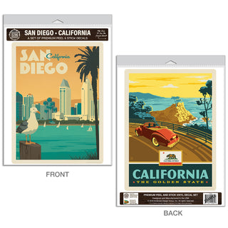 San Diego California Golden State Vinyl Decal Set of 2