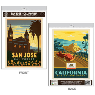 San Jose California Golden State Vinyl Decal Set of 2