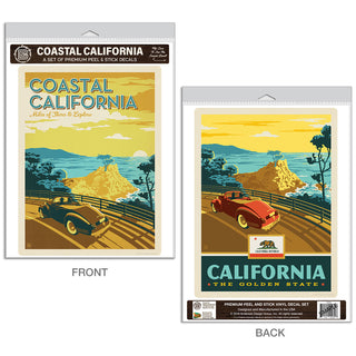 Coastal California Miles of Shore Vinyl Decal Set of 2