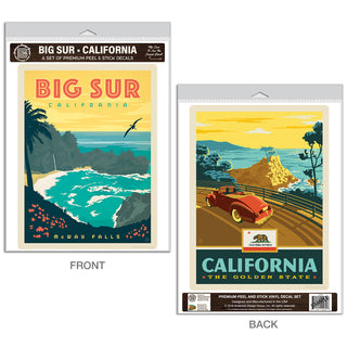 Big Sur California McWay Falls Vinyl Decal Set of 2