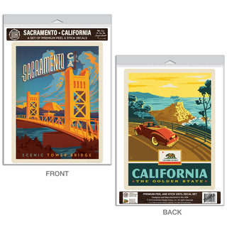 Sacramento California Tower Bridge Vinyl Decal Set of 2