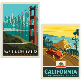 San Francisco California Golden Gate Bridge Vinyl Decal Set of 2