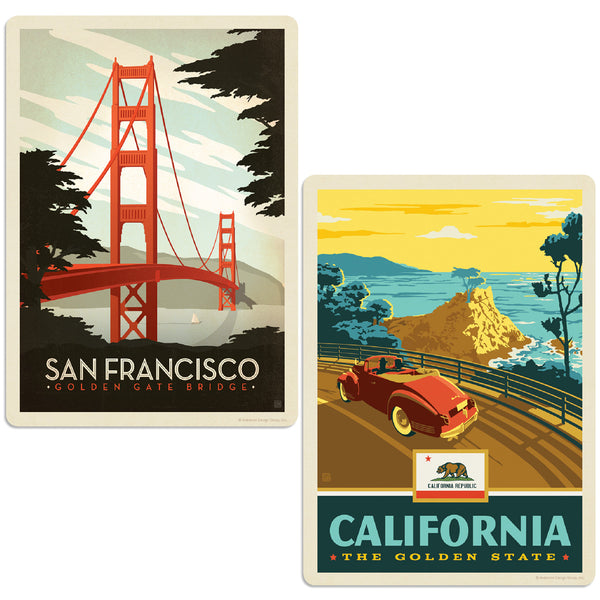 Golden Gate Bride San Francisco California Vinyl Decal Set of 2