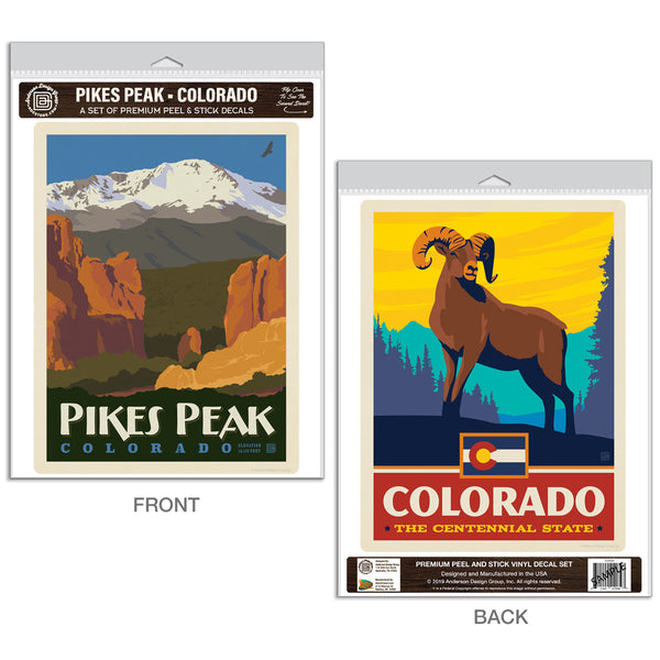 Pikes Peak Colorado Bighorn Vinyl Decal Set of 2