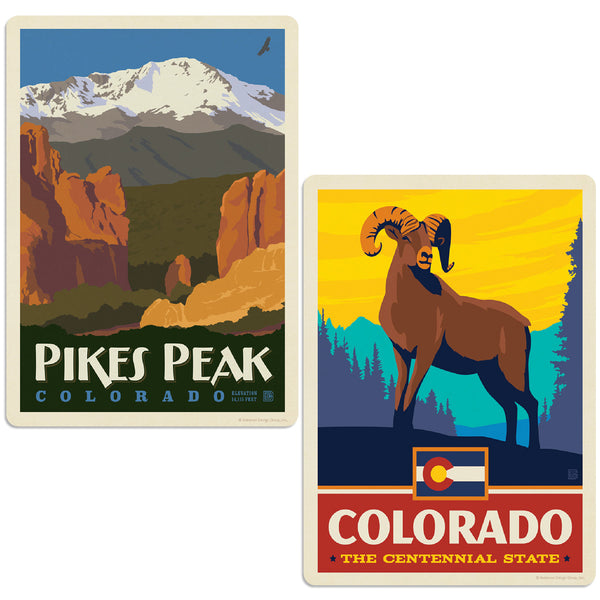 Pikes Peak Colorado Bighorn Vinyl Decal Set of 2