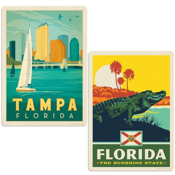 Tampa Florida Alligator Vinyl Decal Set of 2