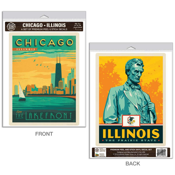 Chicago Illinois Lakefront Vinyl Decal Set of 2