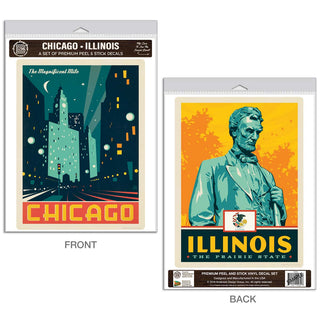 Chicago Illinois Magnificent Mile Vinyl Decal Set of 2