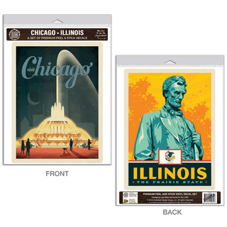 Chicago Illinois Buckingham Fountain Vinyl Decal Set of 2