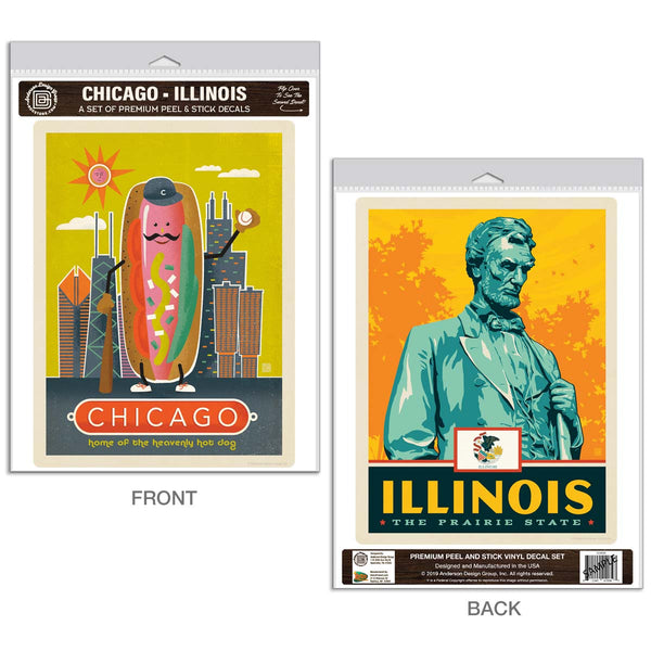 Chicago Illinois Hot Dog Vinyl Decal Set of 2