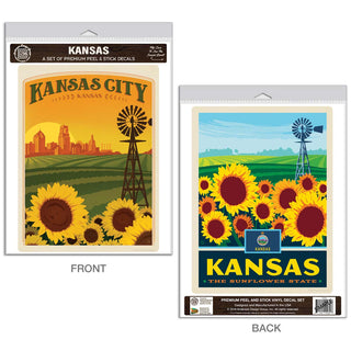 Kansas Sunflower State Vinyl Decal Set of 2