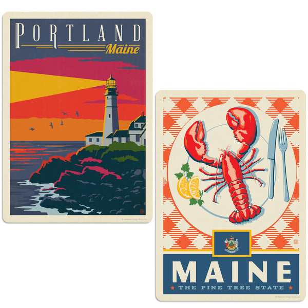 Maine Portland Head Lighthouse Vinyl Decal Set of 2