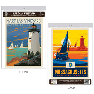 Marthas Vineyard Massachusetts Vinyl Decal Set of 2