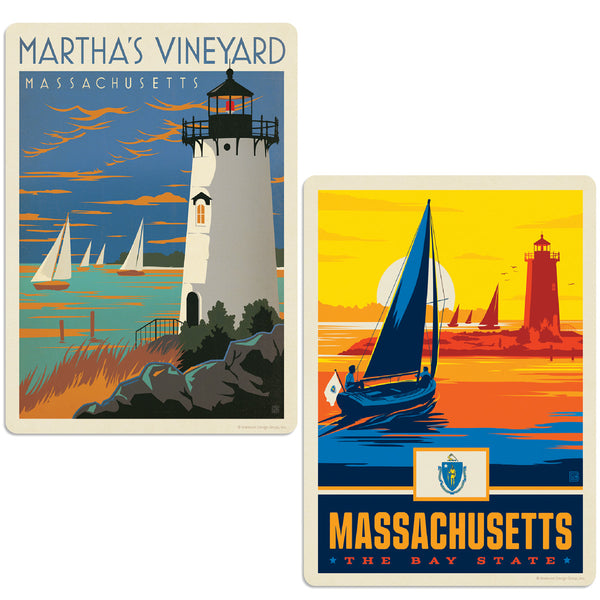 Marthas Vineyard Massachusetts Vinyl Decal Set of 2
